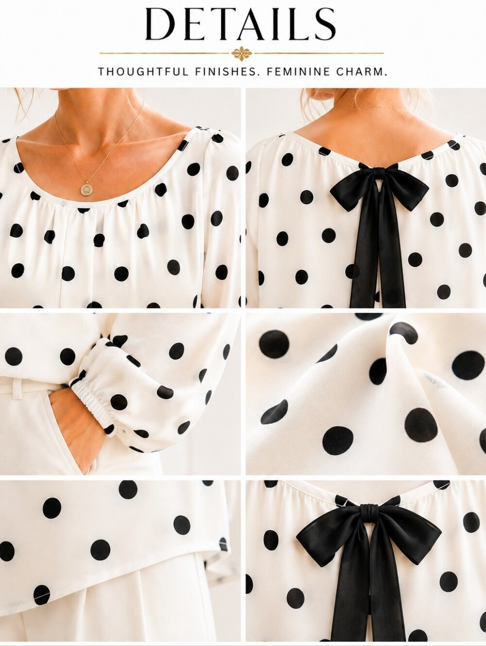 Forever 21 Polka Dot Semi Sheer Blouse Black White | Size Medium - Picture 3 of 11